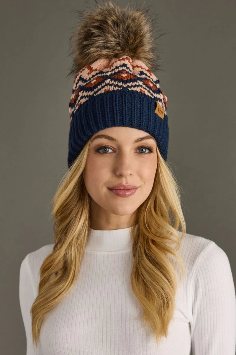 Navy + Rust Pom Hat