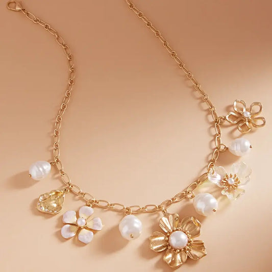 Gold Charm Cluster Necklace