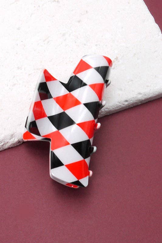 Red Checker French Retro Claw Clip