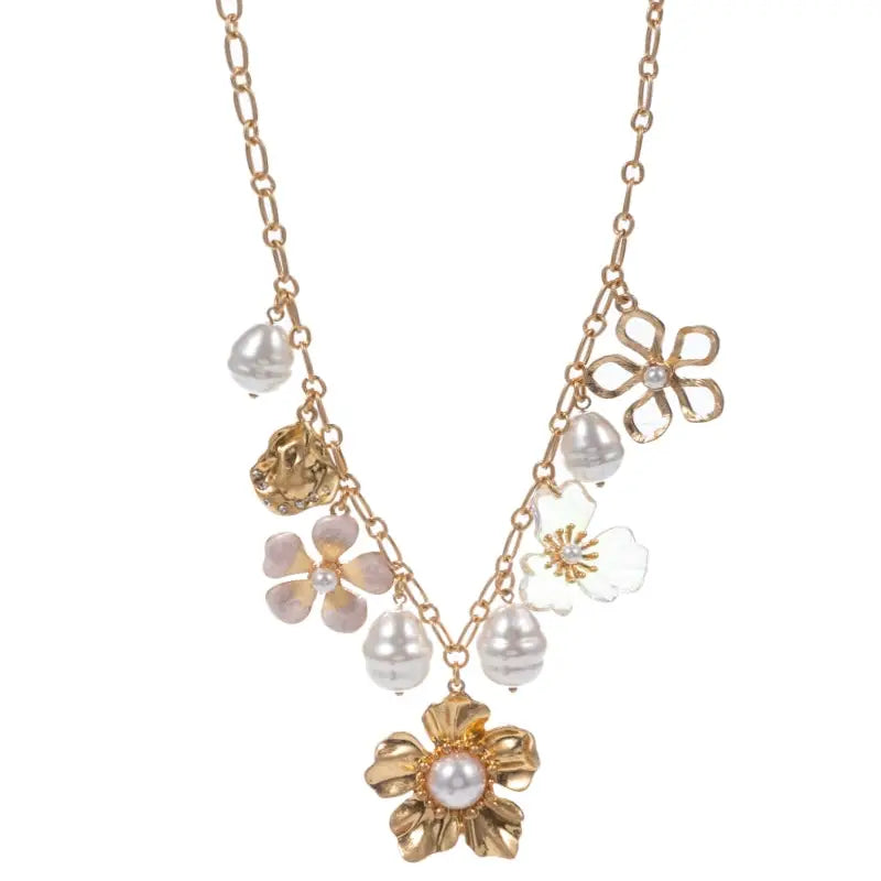 Gold Charm Cluster Necklace