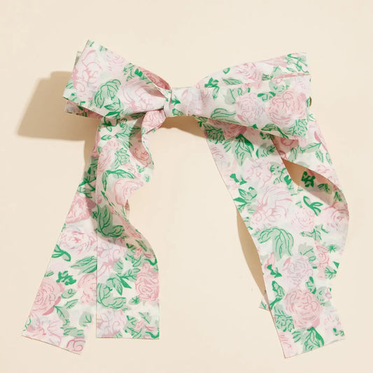 Floral Ribbon Bow Hair Clip