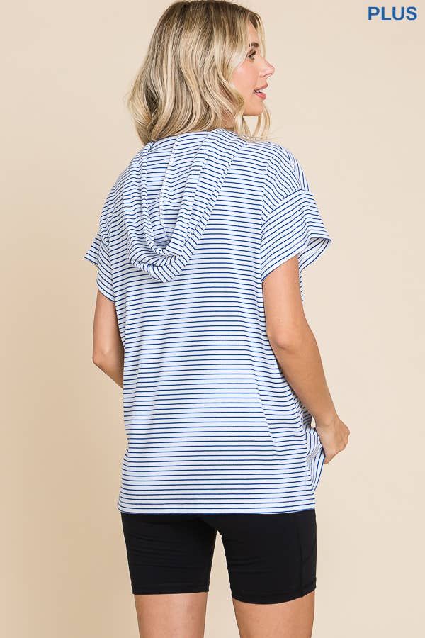 Short Sleeve Striped Hoodie