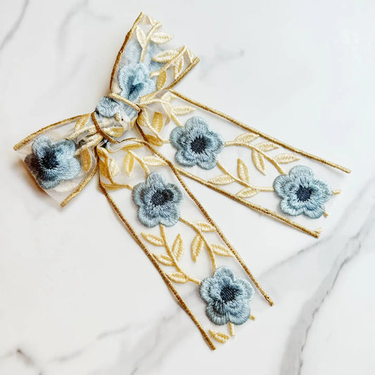 Lacey Flower Embroidered Hair Clip