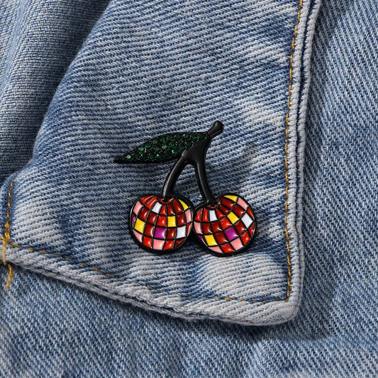 Cherry Disco Ball Enamel Pin