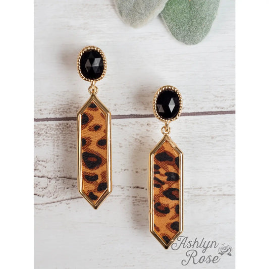 Leopard Dangly Stud Earrings
