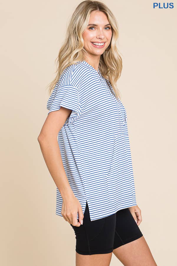 Short Sleeve Striped Hoodie