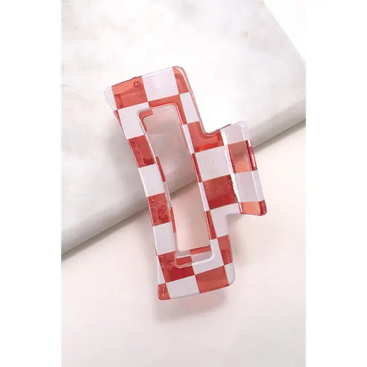 Red and White Translucent Claw clip