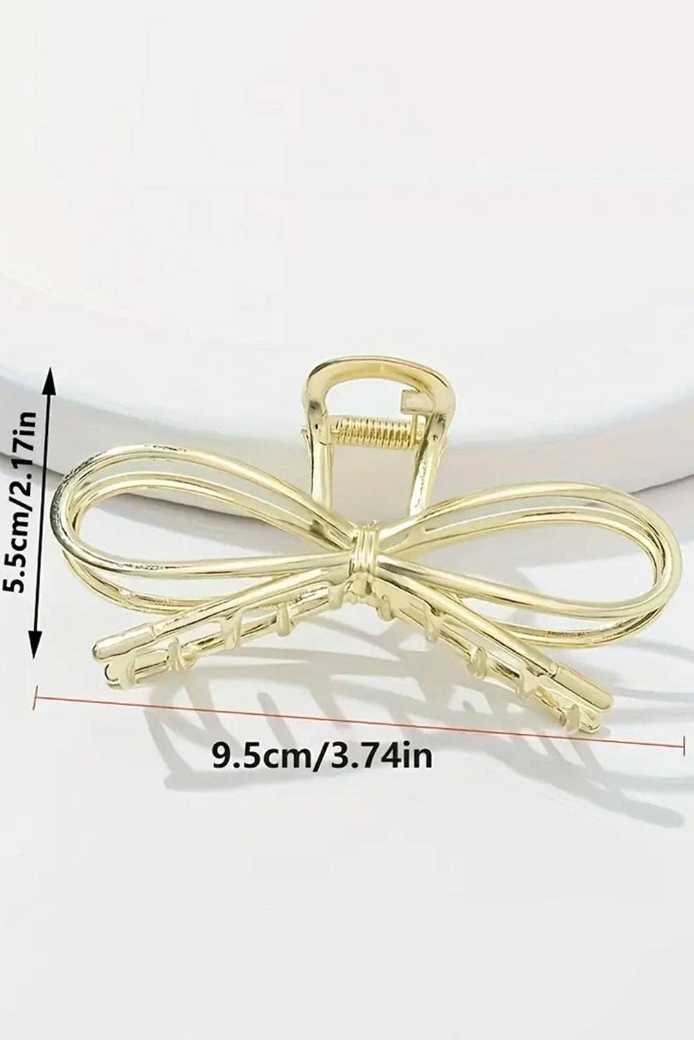 Gold Bowknot Shape Claw Clip: Gold, Alloy, ONE SIZE
