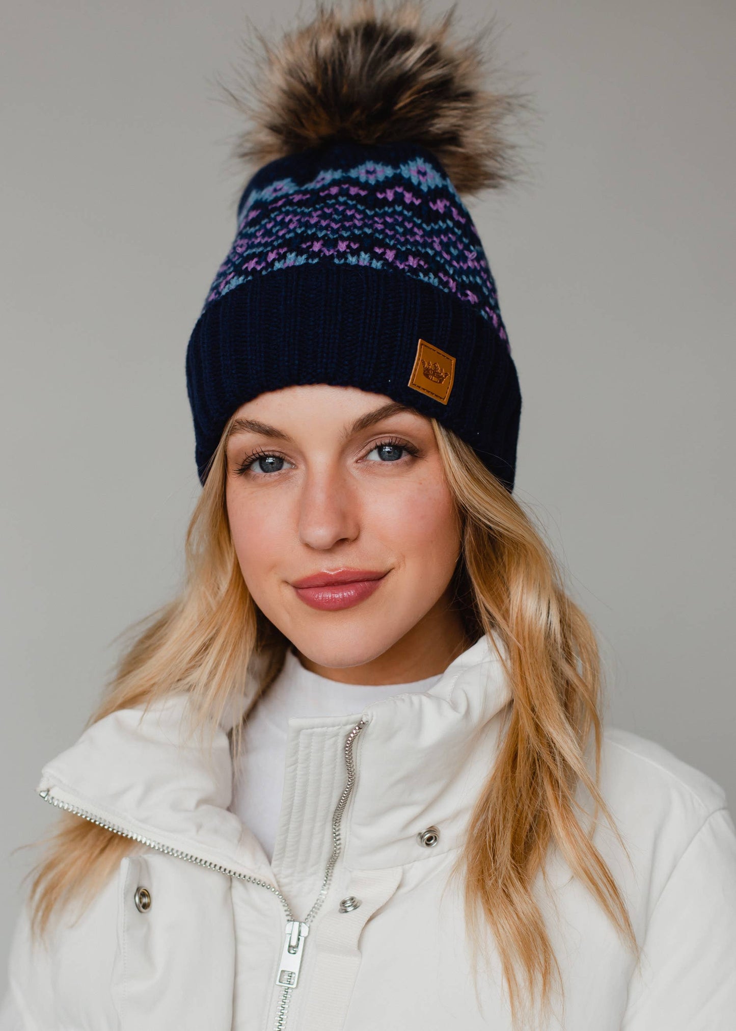 Blue + Purple Pom Hat