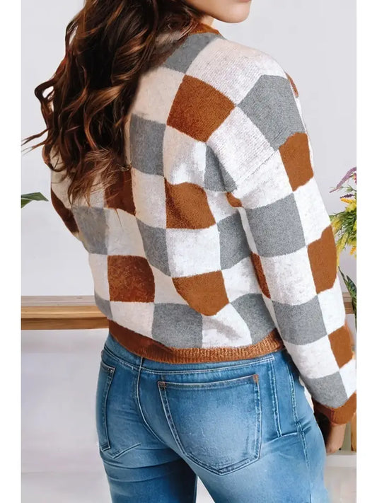 Brown Checkered Sweater