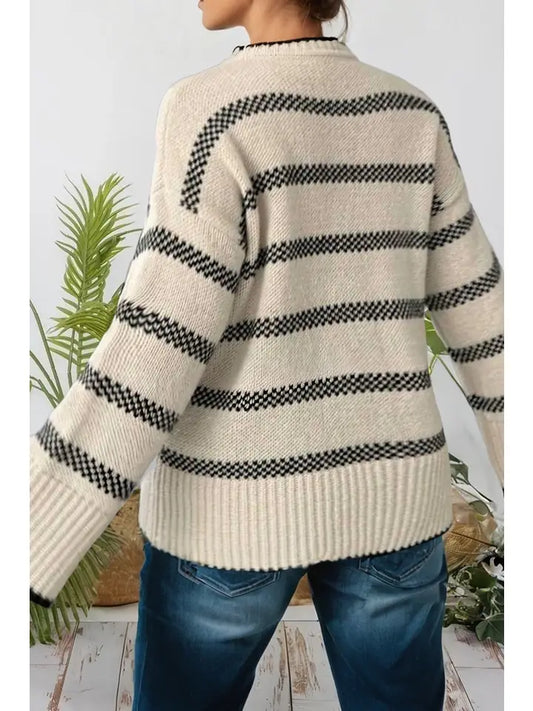 Stripe Wide Sleeve Sweater