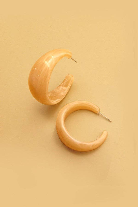 Ivory Marble Hoop Earrings