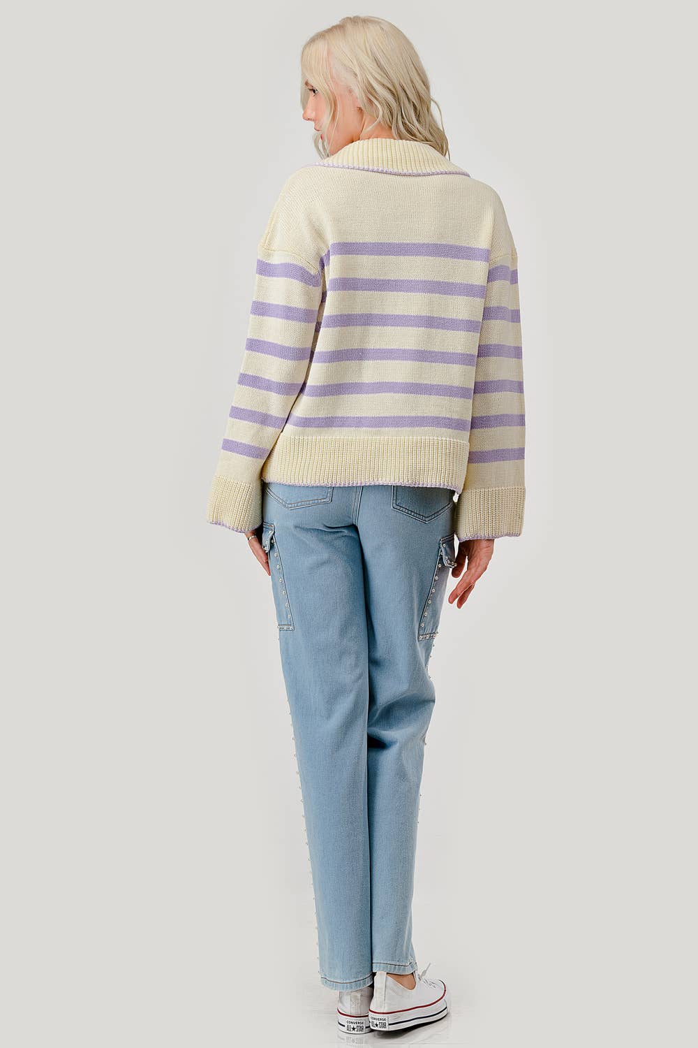 Lavender Striped Knit Sweater