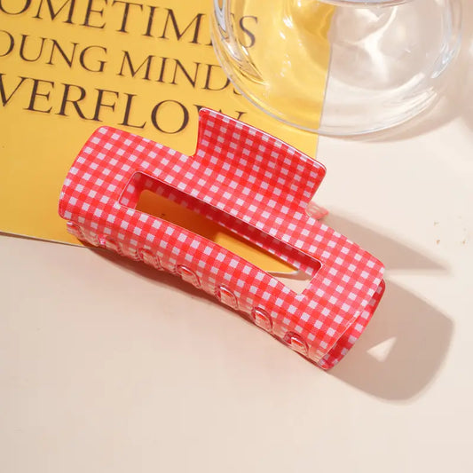 Red and White Checkered Claw Clip