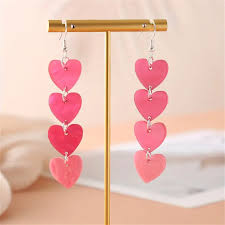 Dark Pink Heart Earrings