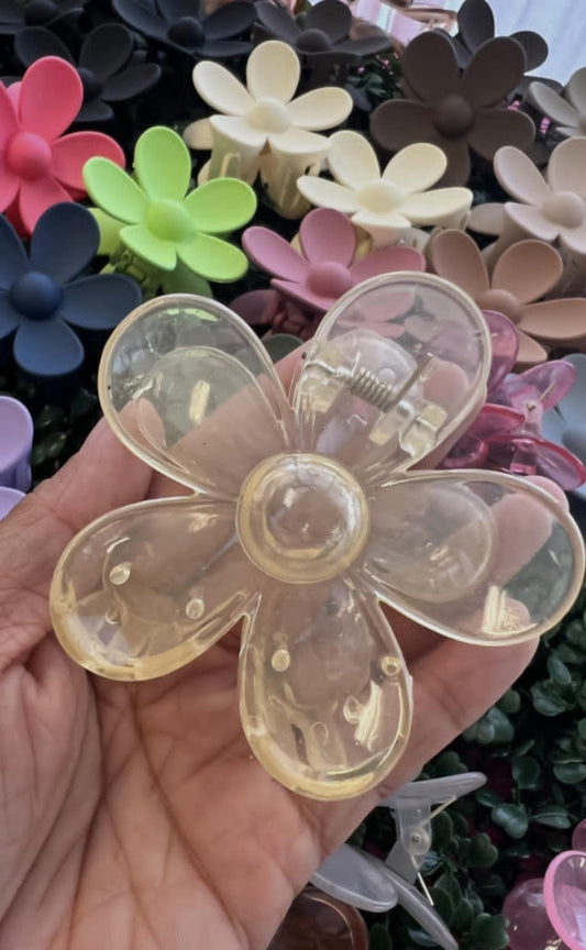 Clear Yellow Flower Claw Clip