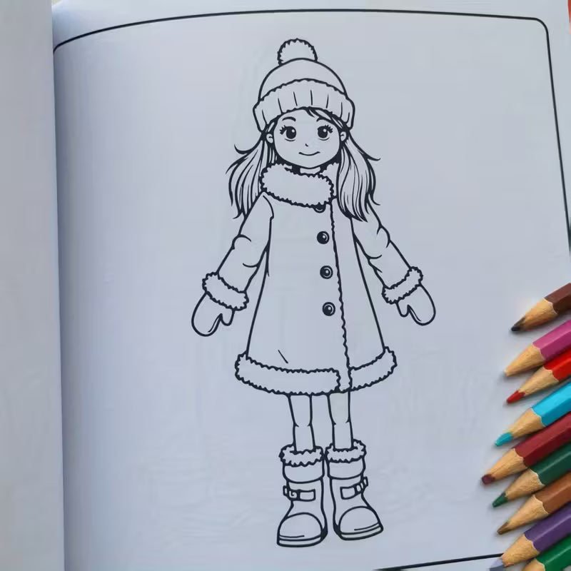 Cozy Girl Christmas Coloring Book