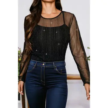 Shimmer Mesh Top