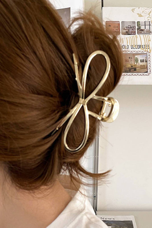 Gold Bowknot Shape Claw Clip: Gold, Alloy, ONE SIZE