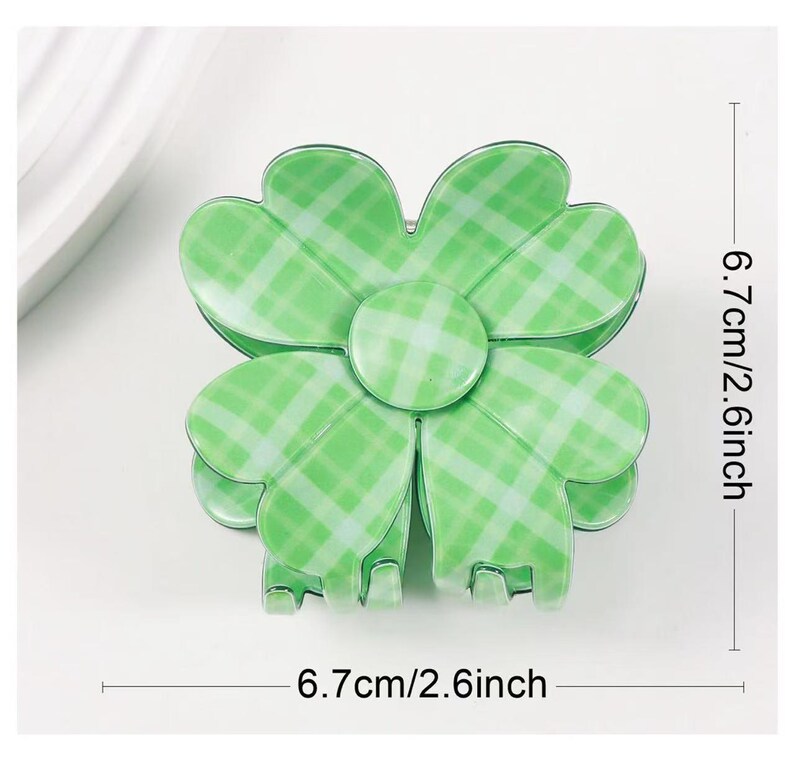 Plaid Clover Claw Clip
