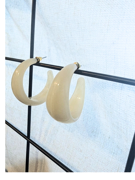 Ivory Marble Hoop Earrings
