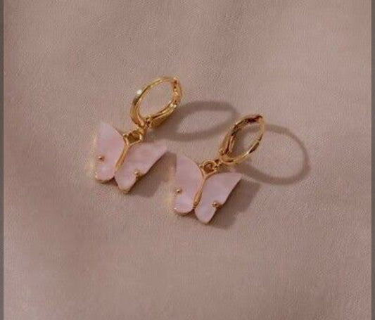 Pink Butterfly Micro Hoops