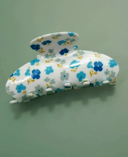 White Floral Claw Clip