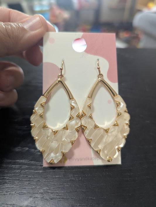 Shell Diamond Drop Earrings