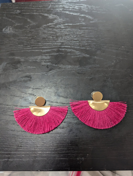 Pink Fringe Earrings