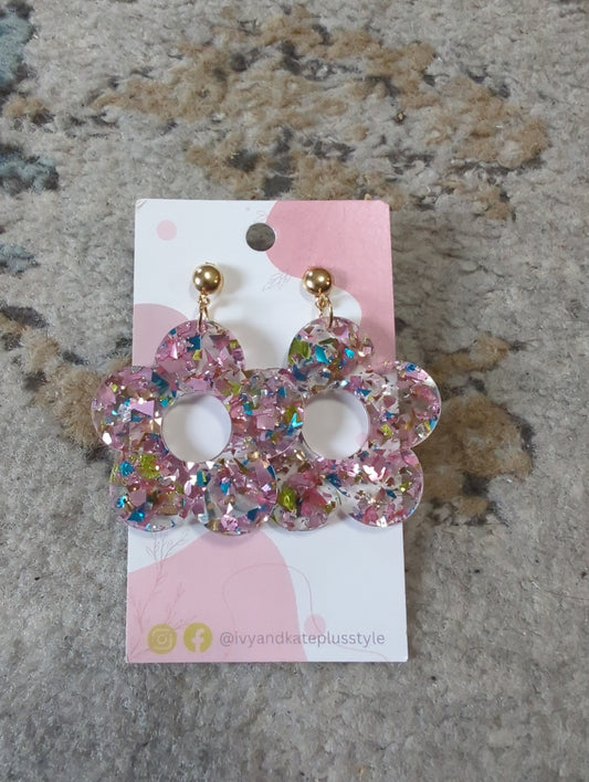 Glitter Flower Earrings
