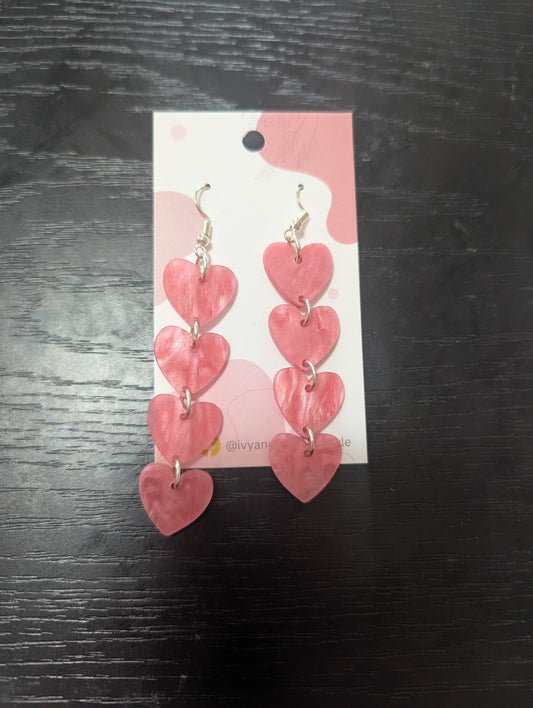 Dark Pink Heart Earrings