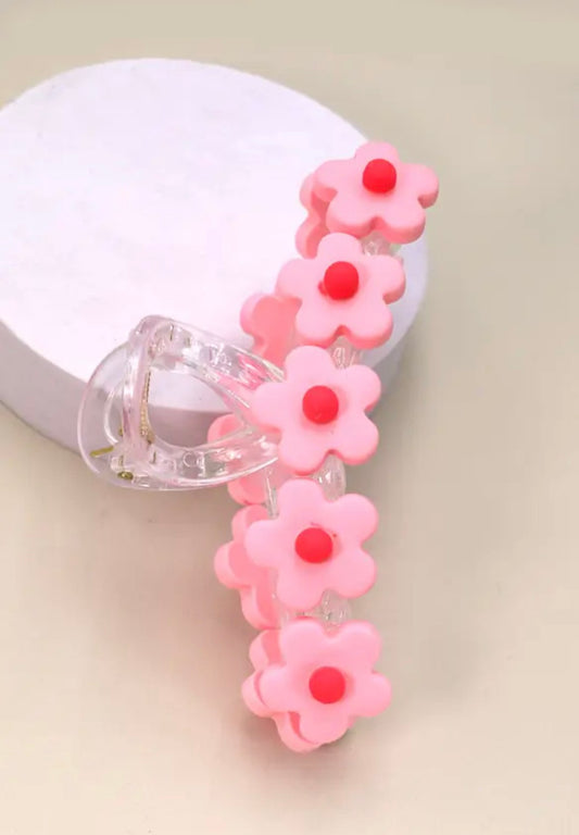 Pink Floral Claw Clip