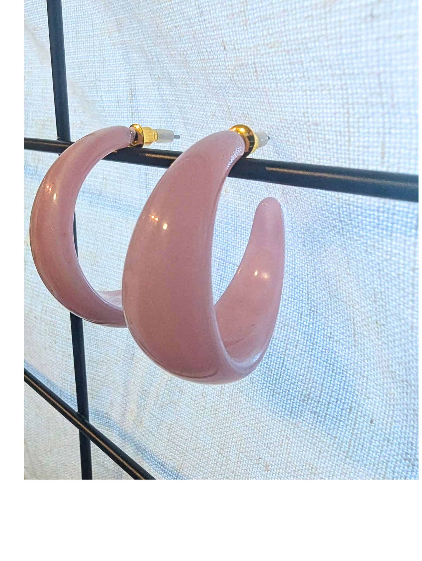 Rose Marble Hoop Earrings