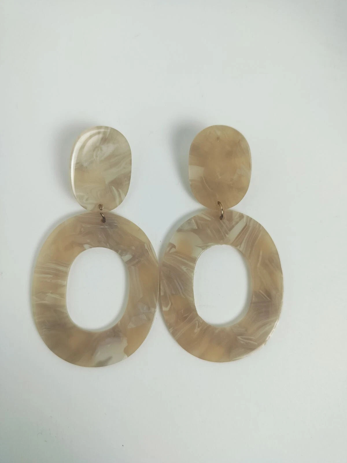Large Brown Marble Earrings