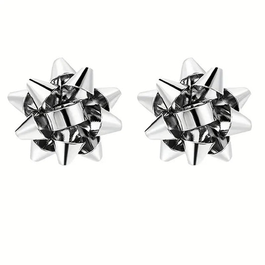 Silver Gift Bow Earrings