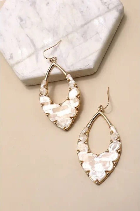 Shell Diamond Drop Earrings
