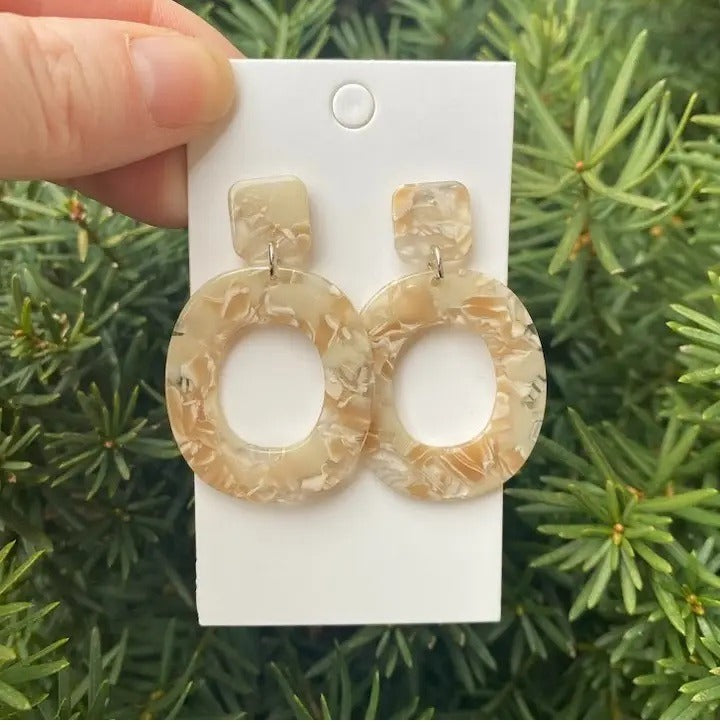 Tan Marble Earrings